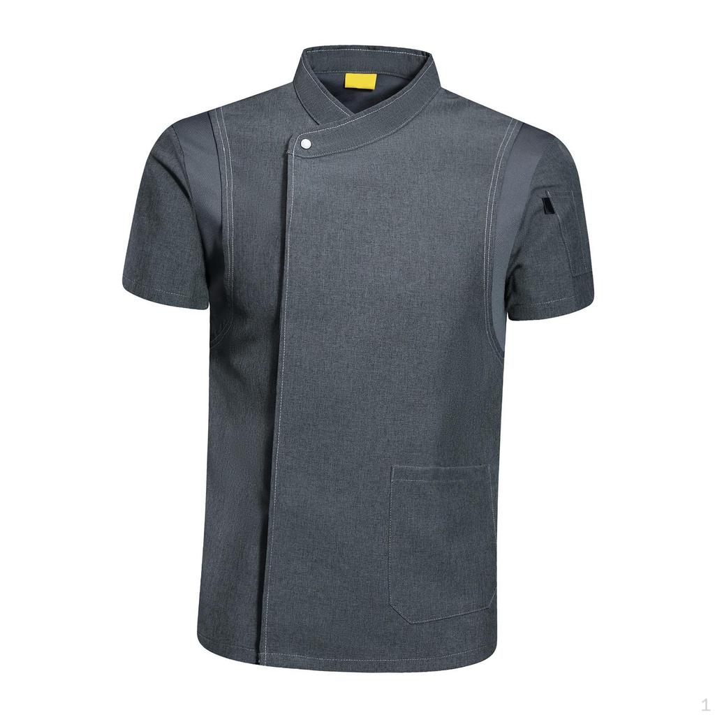 Chef Coat Jacket Short Sleeve Catering Shirt Breathable Workwear Cooking Clothes Apparel Uniform for