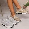 Women's Low-top Sneakers With Shiny Mesh, Breathable Fabric, EVA Sole, All-season Casual Sports Shoes