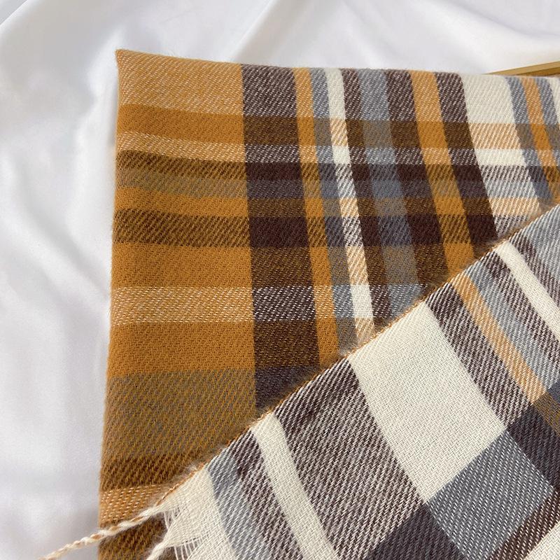 Women's Simple Versatile Palid Tassel Scarf Stylish Unisex Warm Neck Scarf Autumn Winter Thickened Coldproof Wrap Scarf