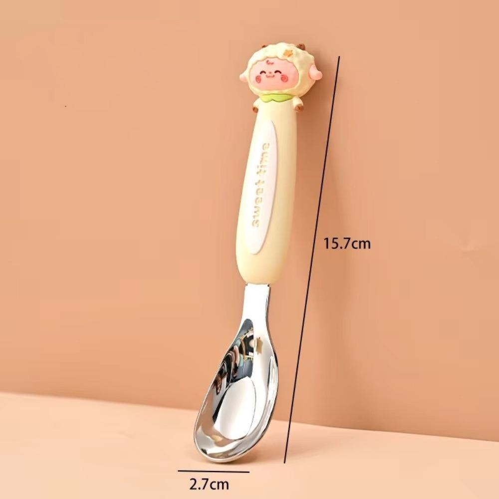 Stainless Steel Baby Feeding Spoon 3D Animal Meals Dessert Fruit Spoon Rice Spoon  Food Accessories