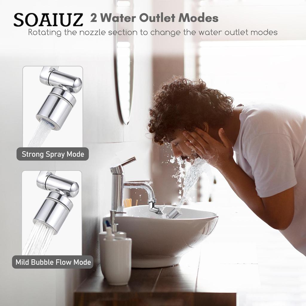 Aoresac Universeller Schwenkbarer Wasserhahnverlängerer 1440 Grad Drehbarer Wasserhahn-Belüfter mit 2 Wasserauslassmodi
