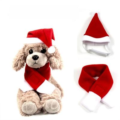 Soft Neck Warmer Pet Dog Pet Costumes Christmas Scarf Hat Set  Cat Dog Puppy Christmas Clothes