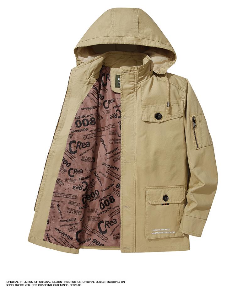 Men's Mid-Length Casual Cotton Jacket - Spring & Autumn, Plus Size, Loose Fit, Outdoor Sports, Dad Style.