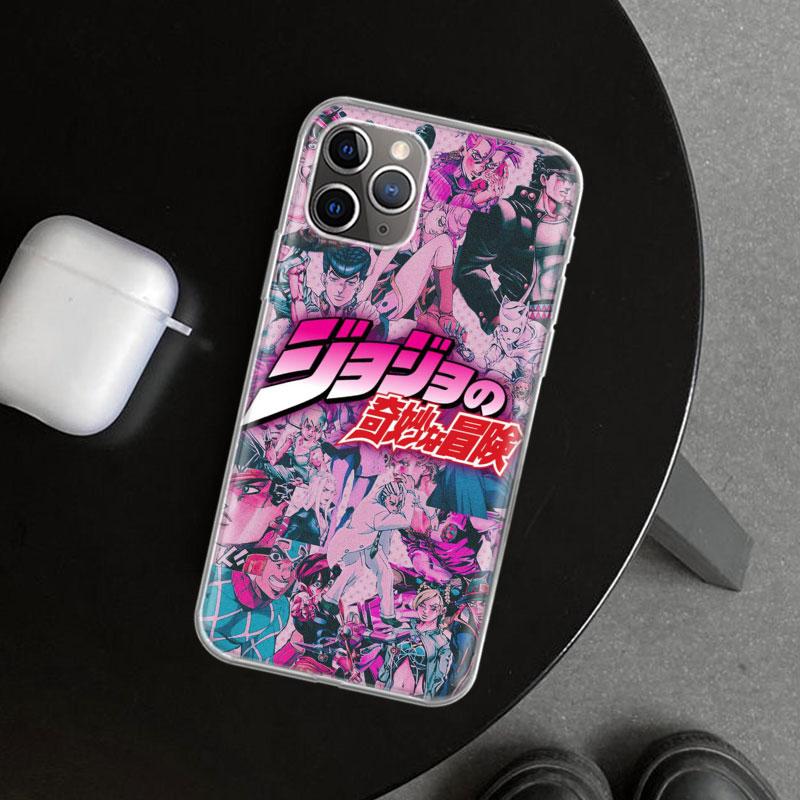 JOJO Anime Cartoon Phone Case Cover For iPhone 11 12 13 Mini 14 15 Plus 16 Pro Max 17 Air 7 8 + SE Art Customized Fundas 11 12 1