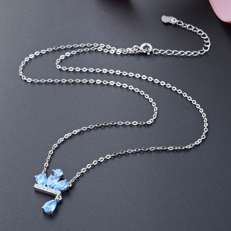 Lindon 925 Sterling Silber Klassische Damen Halskette Anhänger Zirkon Mode Geschenk