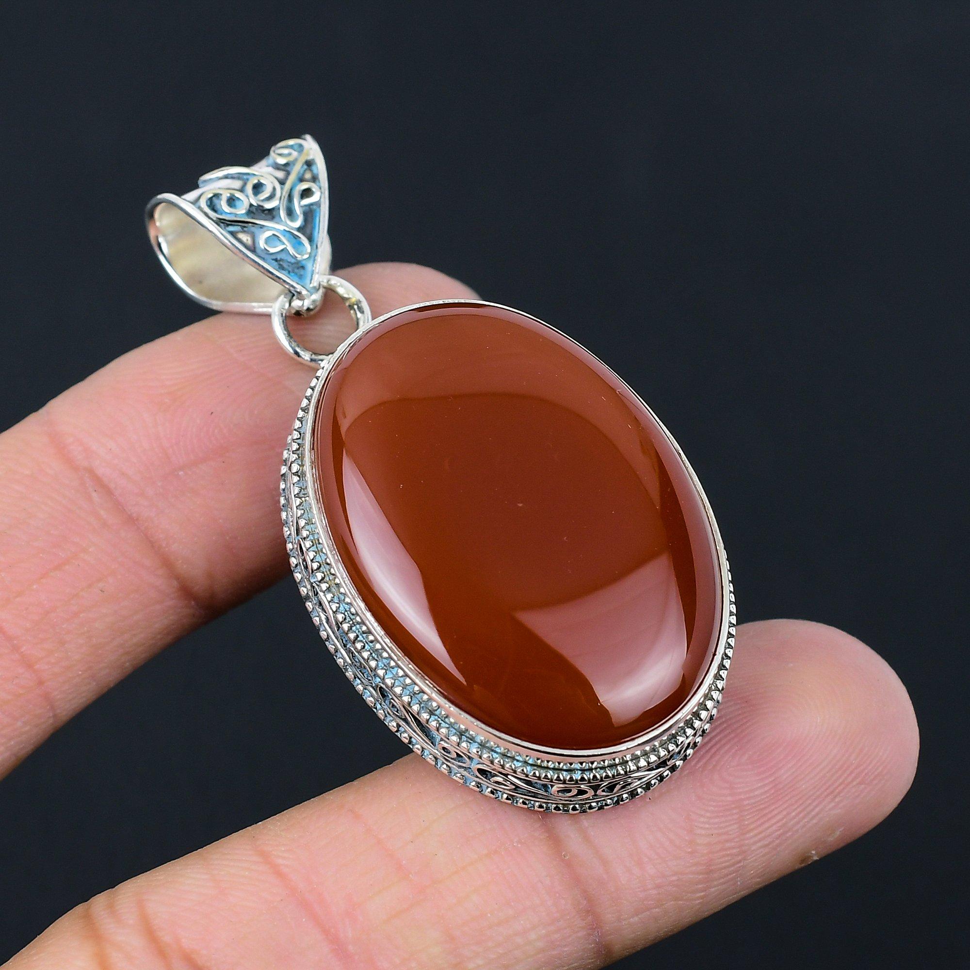 Sisters Day Sale Natural Carnelian 925 Sterling Silver Anniversary Wife Pendant
