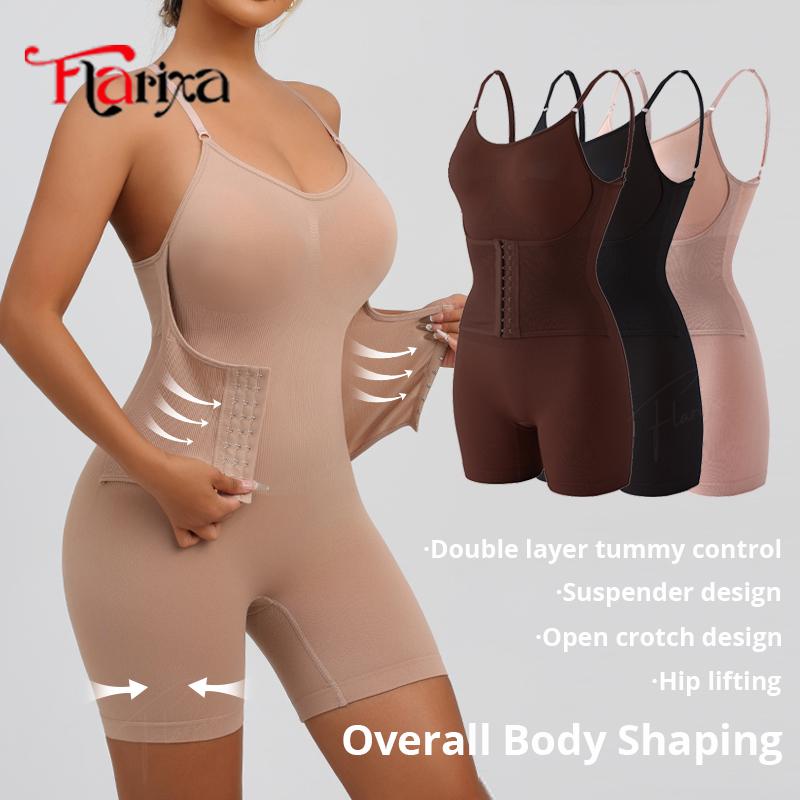 Flarixa Waist Trainer With Hooks Body Shaper Tummy Slimming Shapewear Women Camisole Bodysuit Butt Lift Seamless Underwear
