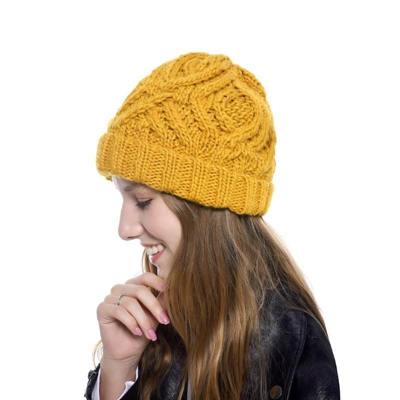 Trendy Autumn Winter Knitted Hat For Women Featuring Unique Check Pattern In Multiple Colors