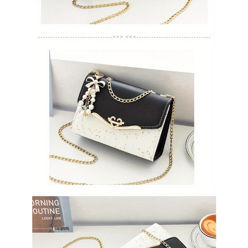 Festive Mini Shoulder Bag with Sparkling Details - PU Material, Lightweight, Adjustable Strap, and Magnetic Closure