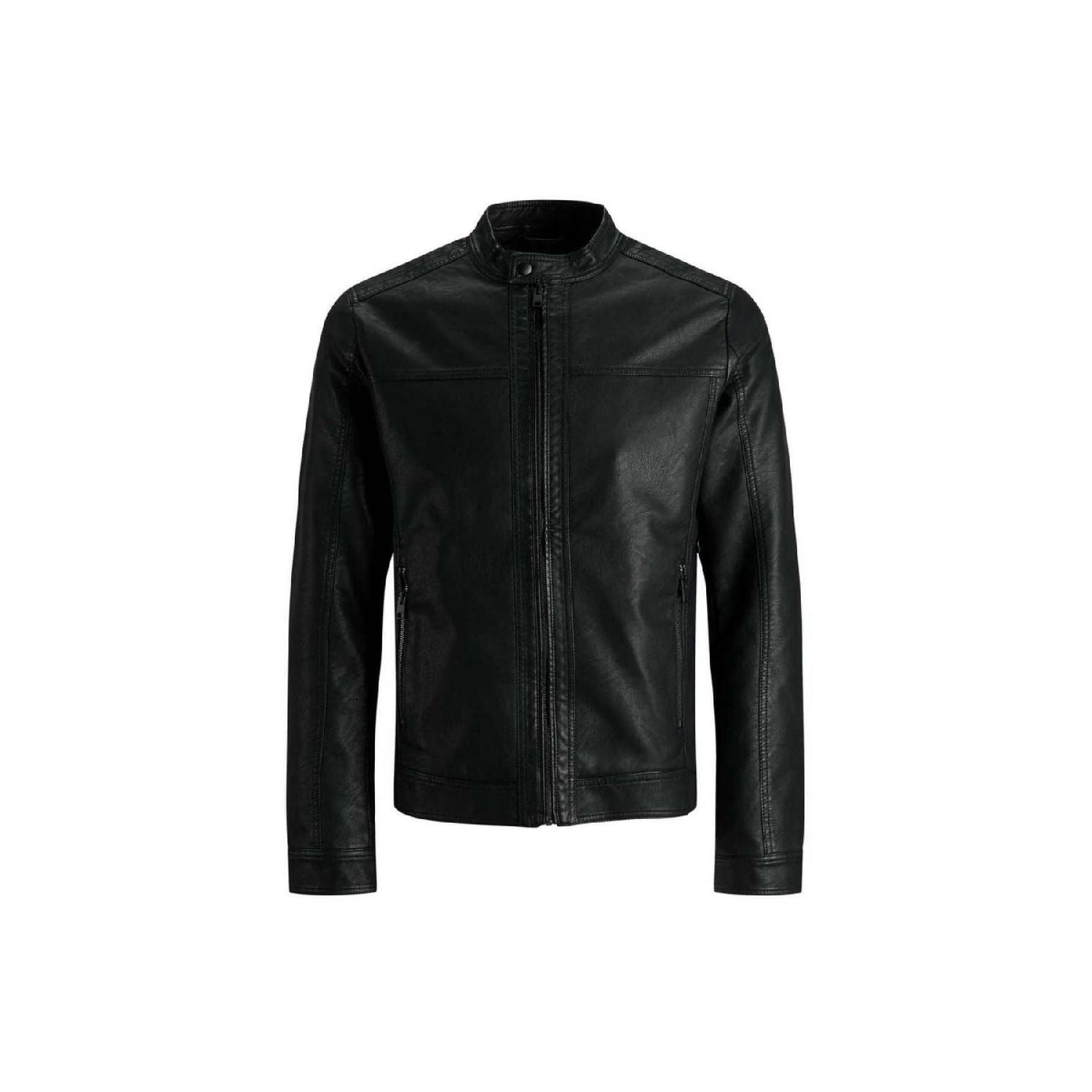 

Мужская кожаная куртка черная 12182461 Jjewarner Jacket Noos S чёрный