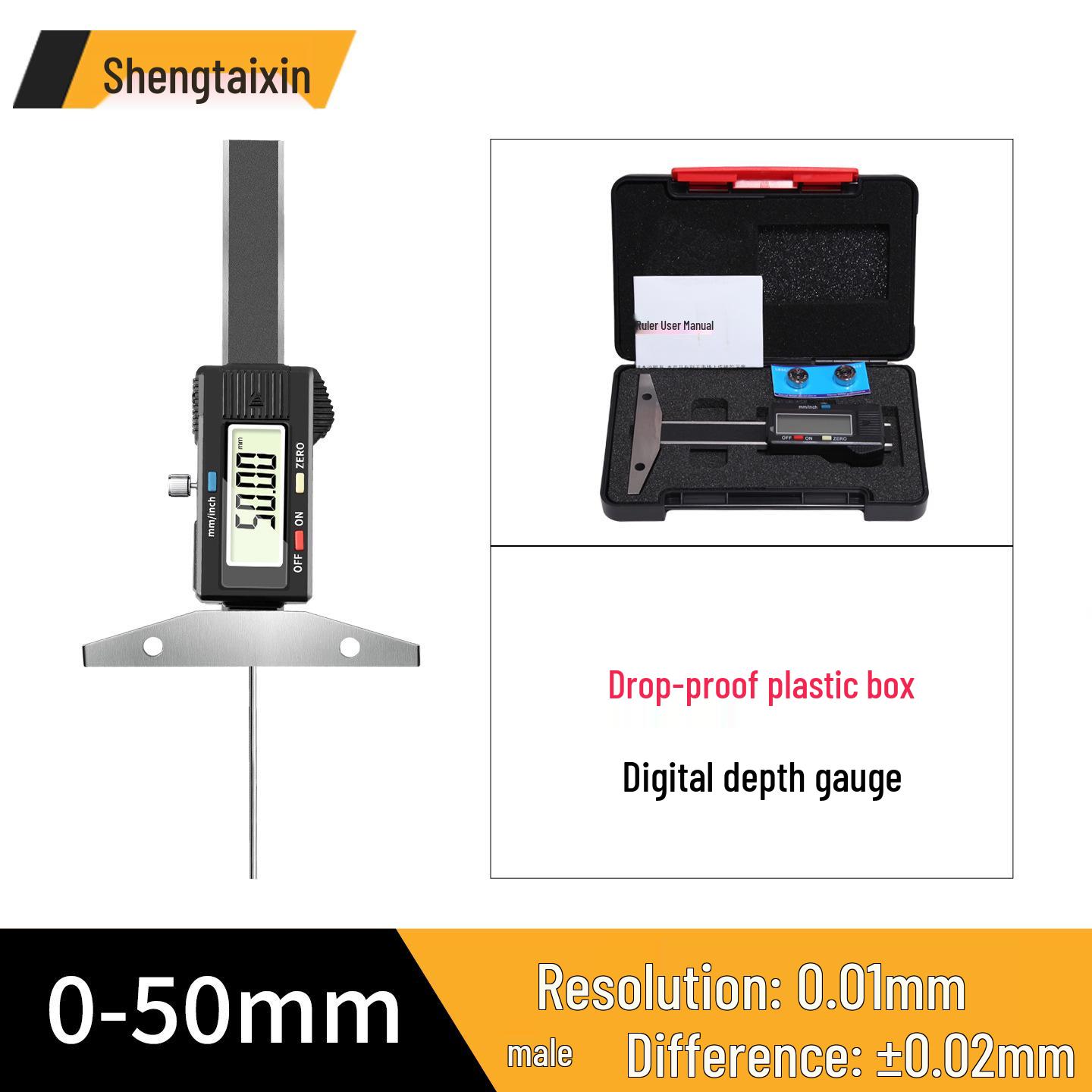 High Precision Digital Tire Tread Depth Gauge Ruler, Stainless Steel Electronic Caliper