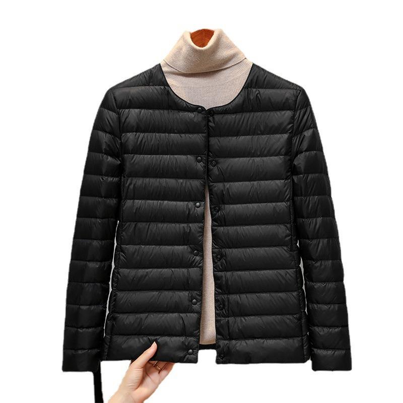 Light Down Jacket Women's Short Autumn and Winter Light Liner Wear Inner Round Neck Warm Large Size Coat