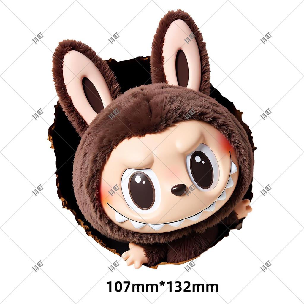 Labubu Cute Plush Doll Refrigerator Magnet - 3D Personality, Strong Magnetic, Waterproof Door Decoration Sticker.