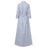 Robe Maxi Chemise rayée pour femme avec ceinture Col à revers Manches longues Boutonnée sur le devant Fente Robe longue Décontractée Ample Robes de Vacances