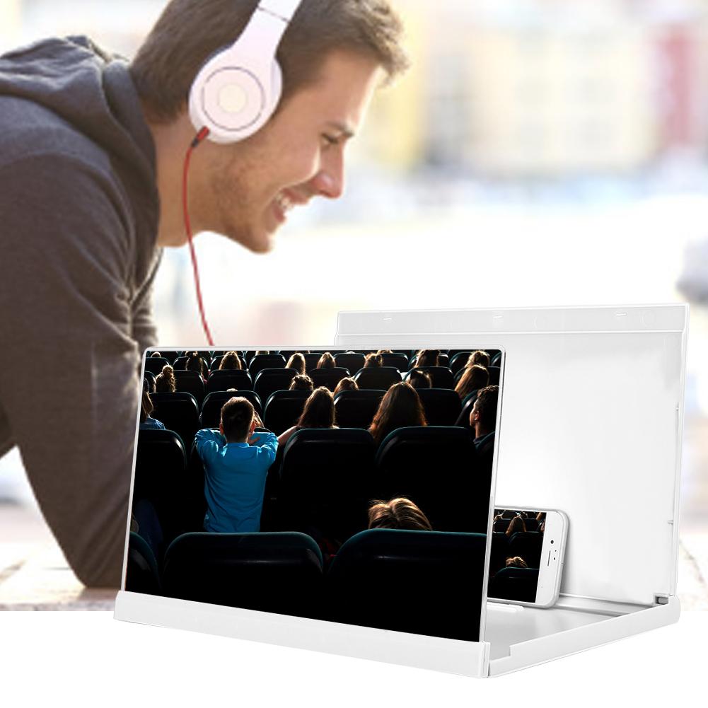 3D 14 Inch Universal Screen Magnifier Smartphone Amplifier with Foldable Bracket for VideoWhite 14 Inch