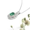 May Birthstone Natural emerald pendant Flower design 925 sterling silver necklace fine jewelry for women's engagement wear