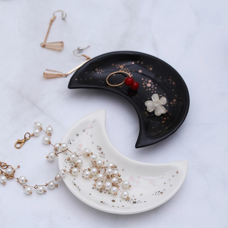 1pc ceramic moon jewelry dish Middle East Arab Ramadan Eid al Fitr storage dish multifunctional dish home decoration ornament
