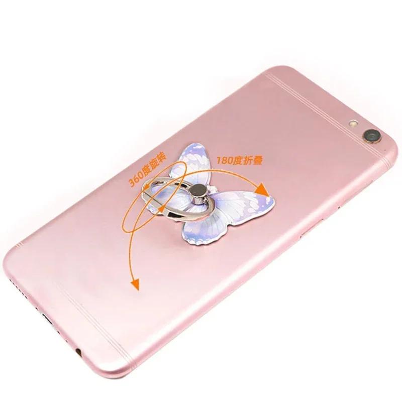 Faltbarer Niedlicher Schmetterling Bemalt Handy Fingerring Halter Ständer für IPhone Samsung Xiaomi Universelle Halterung Zubehör