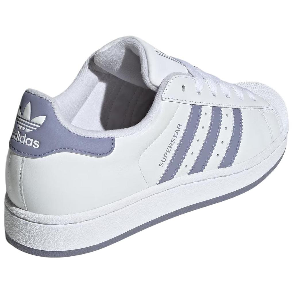 Adidas Originals Superstar 2 Classic Comfortable Durable Low-Top Skate Shoes Women Sneakers White Purple JS1373