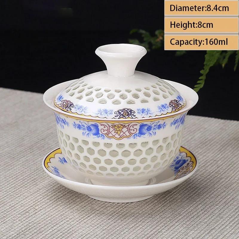 Jingdezhen Ceramic Gaiwan Teacup Handmade Tea Tureen Boutique Tea Bowl Chinese Porcelain Teaware Accessories Drinkware