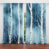 2PCS Birch Tree Print Curtains Rod Pocket Top for Bedroom Living Room Office Kitchen Study Home Decor