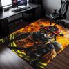 Firefighter Gear Flame Background Crystal Velvet Rug Heroic Theme Office Desk Mat Fireman Uniform Protective Equipment HomeDecor