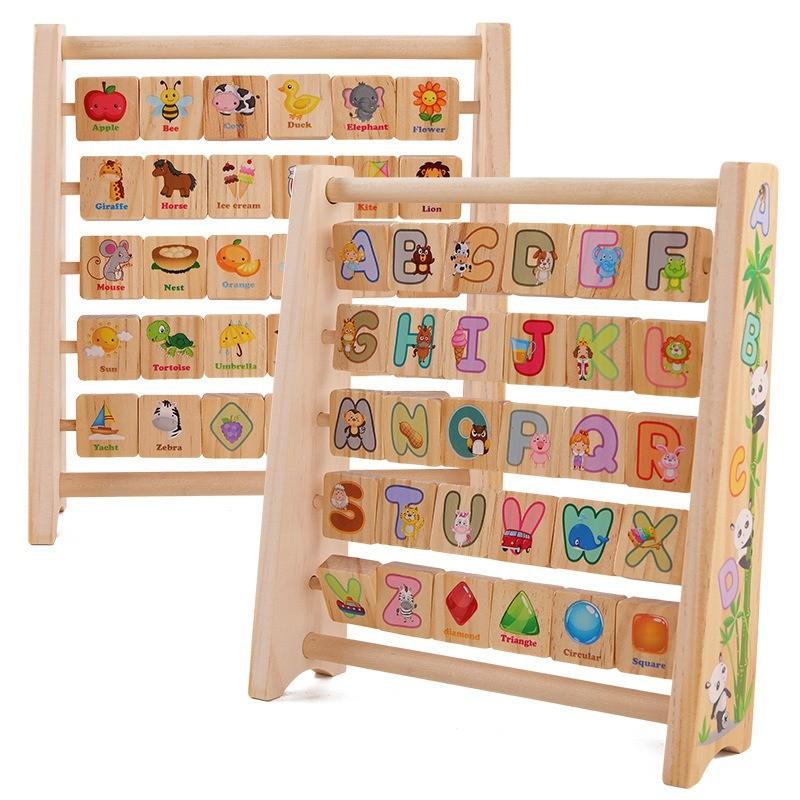 Wooden Alphabet Blocks & Abacus Activity Toy - Early Learning Enrichment for Youngsters, Perfect for Birthday, Halloween, Christmas Gifts