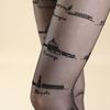 Architectural Decoration Gothic Women's Hot Sexy Sweet Versatile Flocking Black Pantyhose Bottom Long Stockings High Elasticity