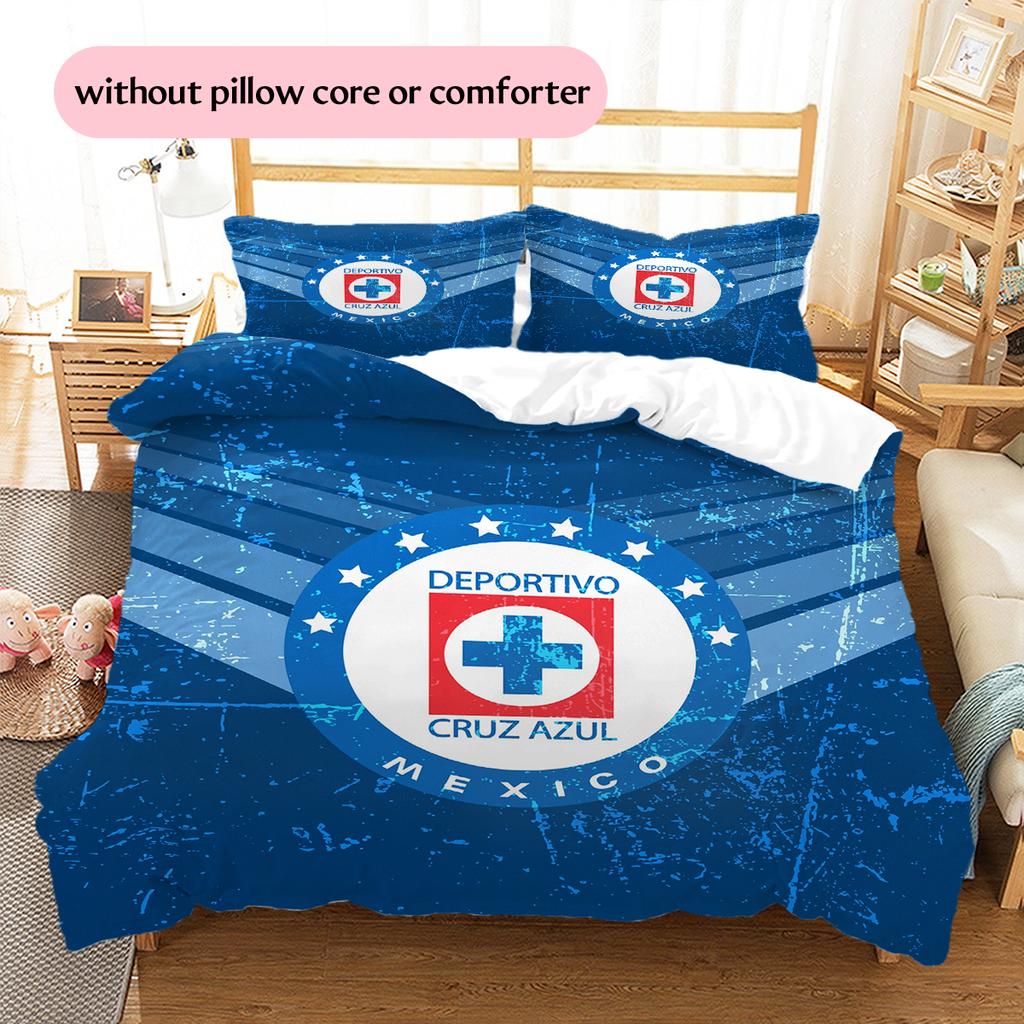 Cruz Azul Pattern Bedding Home Decoration Birthday Gift (1 * duvet cover + 2 * pillowcase, without core)