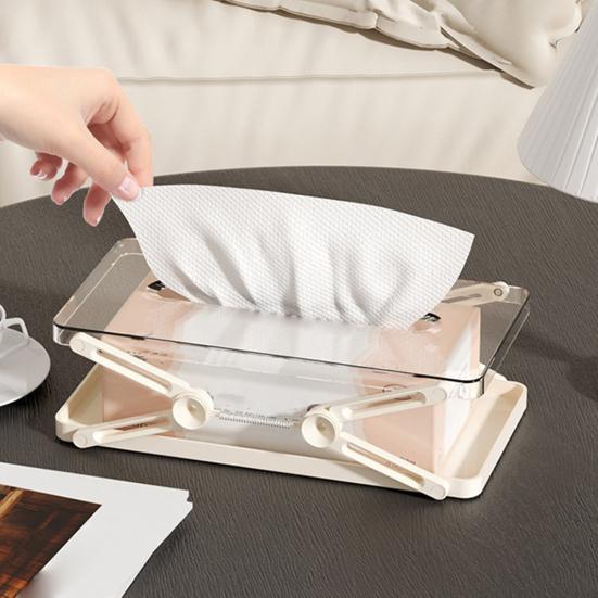 Clear Tissue Box Holder Spring-loaded Tissue Dispenser Transparent Desktop Tissue Box Cover for Home Office Bathroom Car