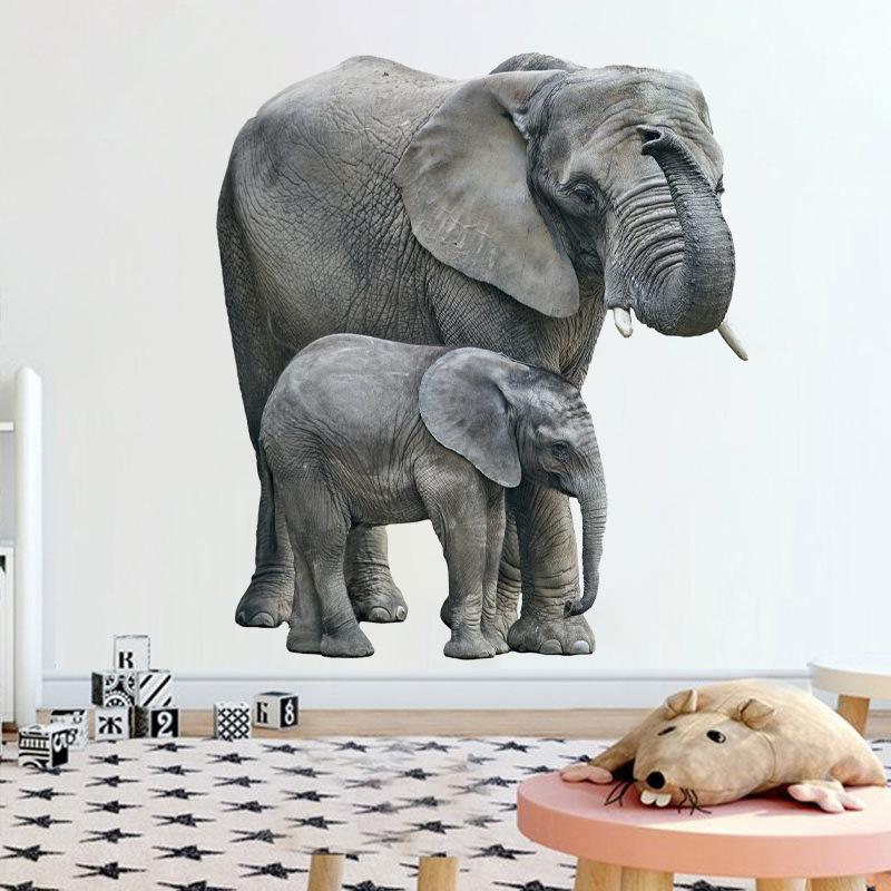 Realistic Elephant Wall Stickers for Bedroom Living Room Nursery Kids Room Home Decor Wall Art Vinyl Decals Peel and Stick Removable