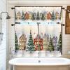 Christmas Town Watercolor Street Kitchen Curtain, Winter Holiday Decor Rod Pocket Tier Curtains for Kitchen Window