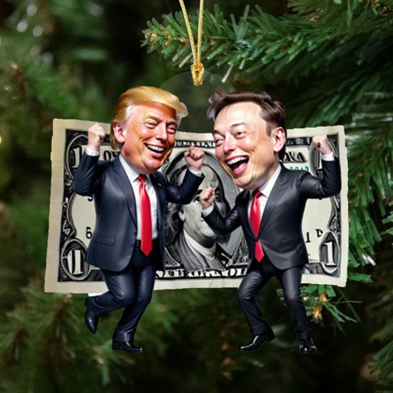 

Yousheng Trump Christmas Ornament 2024 Funny Trump And Musk Hanging Ornaments 2D Acrylic Christmas Tree Decoration for Supporter