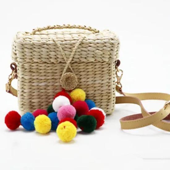 Tassel beach straw bag small bohemian artisan leather women's bag colorful shoulder bag