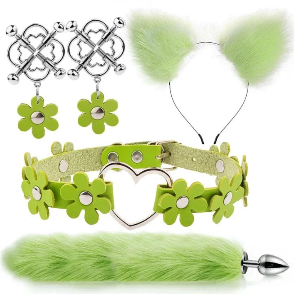 Cute Fox Tail Anal Plug Cat Ears Headbands Set Adult Toys For Women Butt Plug Tails