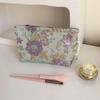 Polyester Canvas Flower Clutch Bag Flower Pattern Large Capacity Makeup Bag Portable Zipper Closure Cosmetic Organizer Women Use
