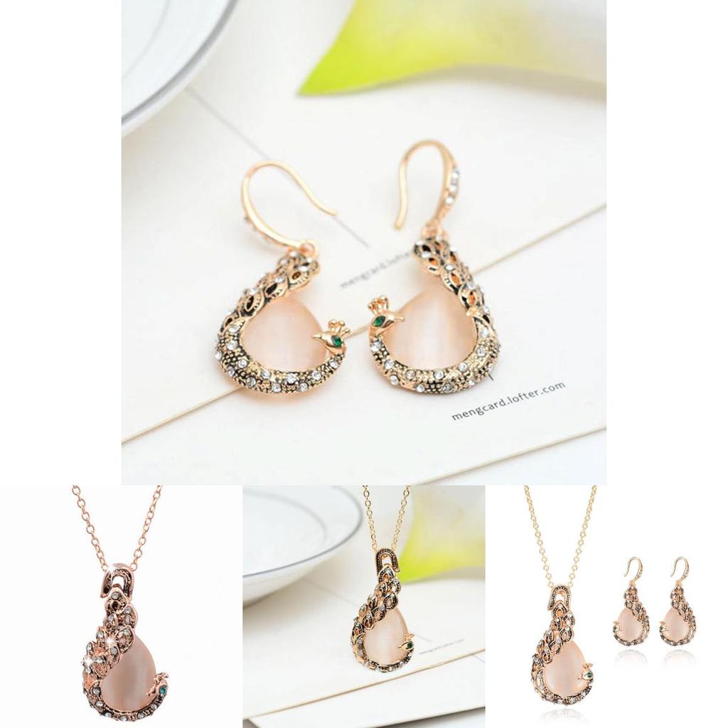 Timeless Women Crystal Jewelry Set With Stunning Peacock Design Necklace And Earrings For All