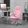 Office Chair with Footrest, Adjustable Backrest, Height-Adjustable, 5 Casters, Pink + White