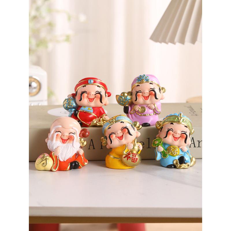 Xile Wufu God of Wealth Figurines for Home and Office Decoration