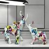 Modern Painting Graffiti Elephant Sculpture Colorful Abstract Art Resin Elephant Statue Nordic Home Decoration Desktop Ornaments