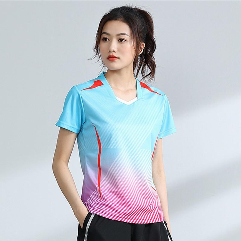 Unisex Badminton Shirt Short Sleeve Quick Dry Breathable Sport T-Shirt Men Women Kids Athletic Wear