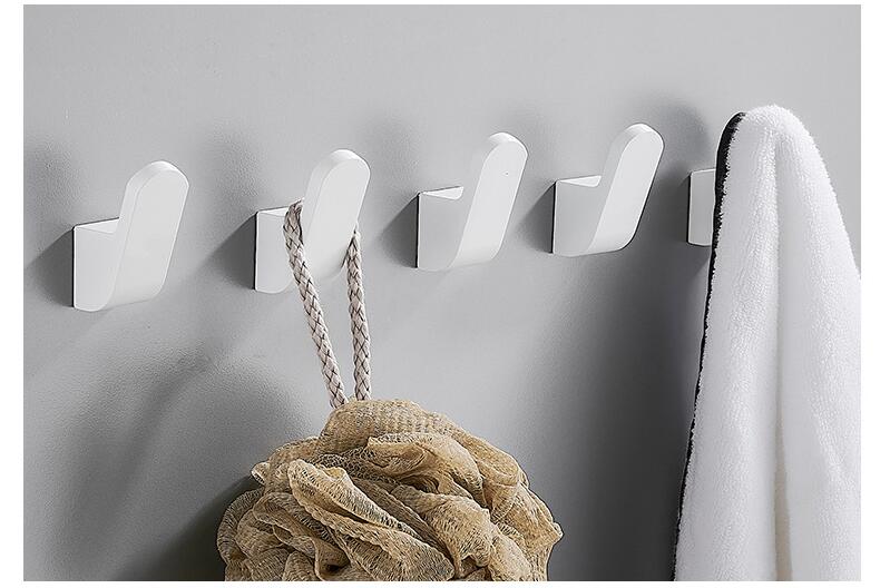 

Bathroom Towel Wall Hooks Black/White Kitchen Robe Hook Brass Brushed Gold Key Hat Bag Hanger Holder Clothes Hook 5 colors белый