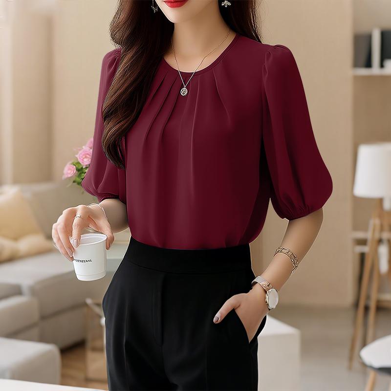 ZANZEA Women Casual Round Neck Summer Half Sleeve Blouse