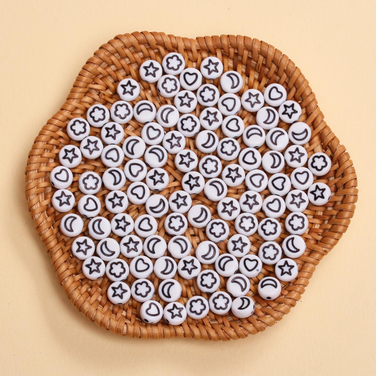 

Браслет из бисера ручной работы 100 шт. 6,5 мм круглые бусины узор звезда луна ожерелье браслет DIY изготовление ювелирных изделий