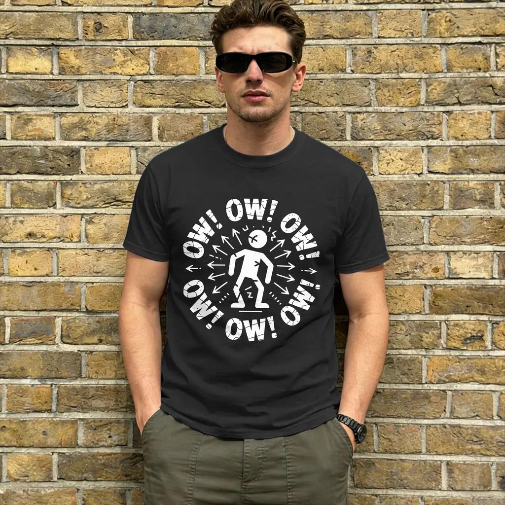 Funny Meme Ow Ow Ow T Shirts Unisex Cotton Crazy TShirts O Neck Tees Short Sleeve Tops Party