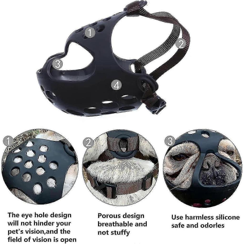 Dog Muzzle For Short Snout Dogs, Soft Silicone Muzzle For Biting Chewing, Ideal For Flat-faced Aggressive Dogs