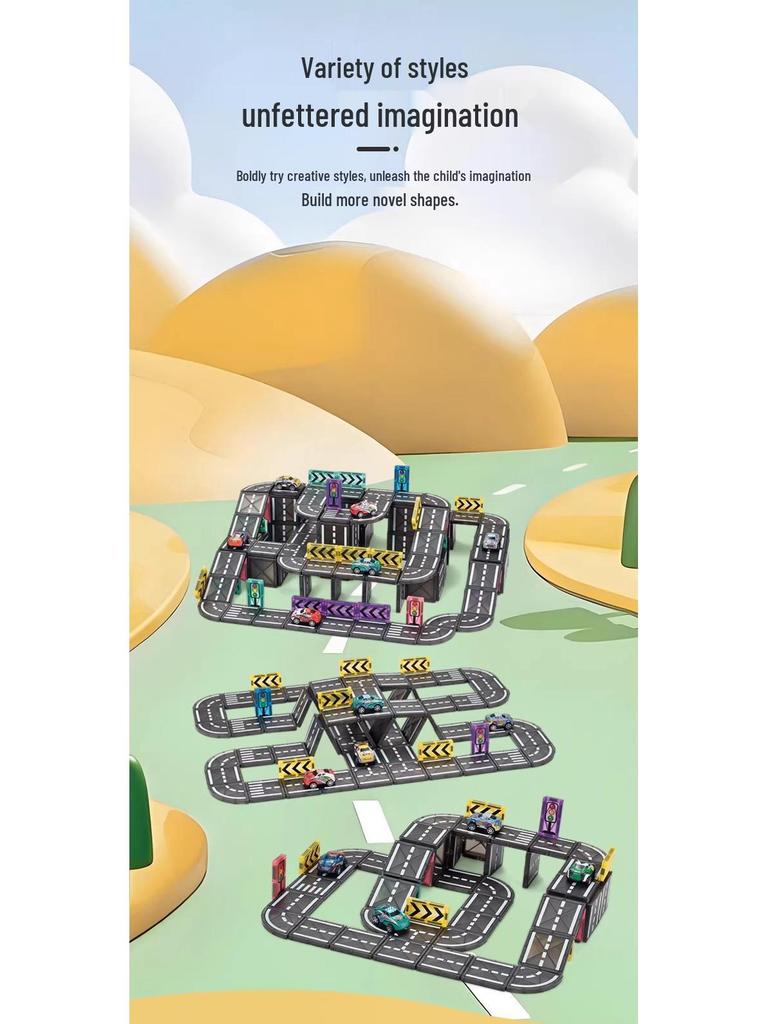 5,5 cm Magnetische Verkehrsbahn Auto Bausteine für Kinder