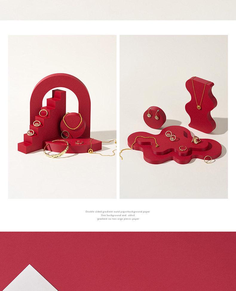 Chinese Red Geometric Photography Props: New Year Theme Still Life Display Stand