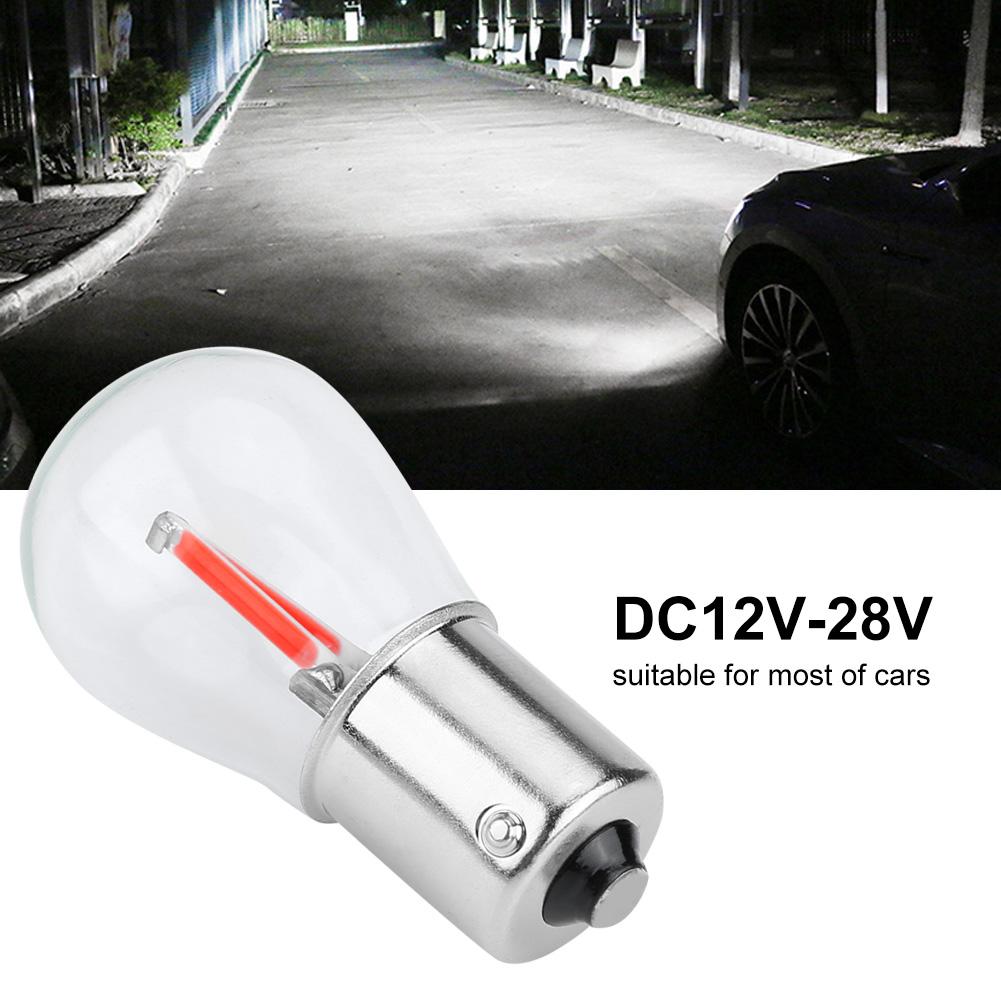 Pair of 1156 Glass Strobe COB LED Car Turn Signal Reverse Light Tail Brake Bulb White Light