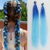Synthetische Regenbogen Lametta Zöpfe Haarverlängerungen 26 Zoll Doppelte Pferdeschwänze Mädchen DIY Rave Party Ausgefallene Haaraccessoires